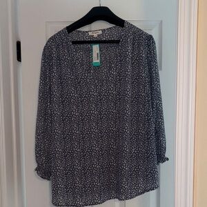 Elegant Cornflower Blue Floral Blouse